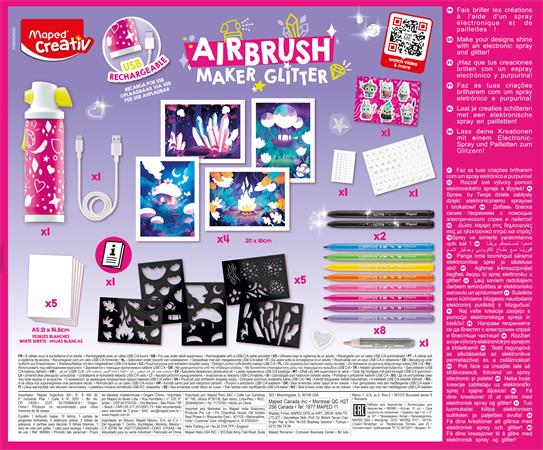 Kreatív festékszóró készlet, csillámos, MAPED CREATIV "Airbrush Maker Glitter"